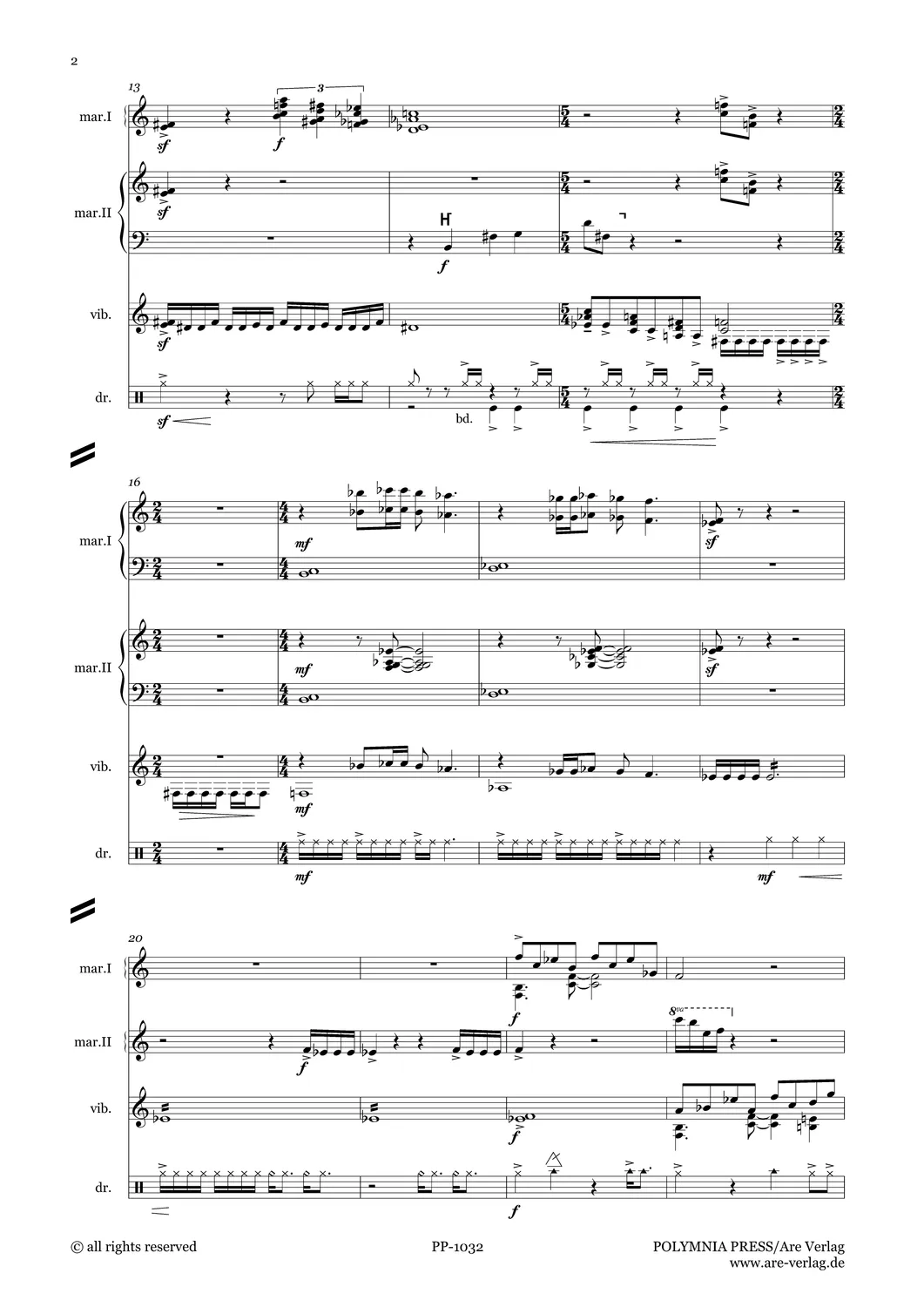 Are Musik Verlag Schultheiss splash Percussion-Noten Quartett