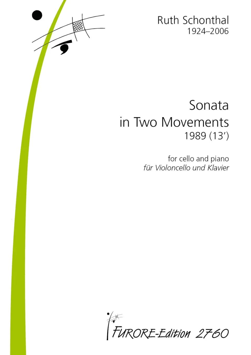Furore Edition Sonata in two Movements Cello Klavier Noten