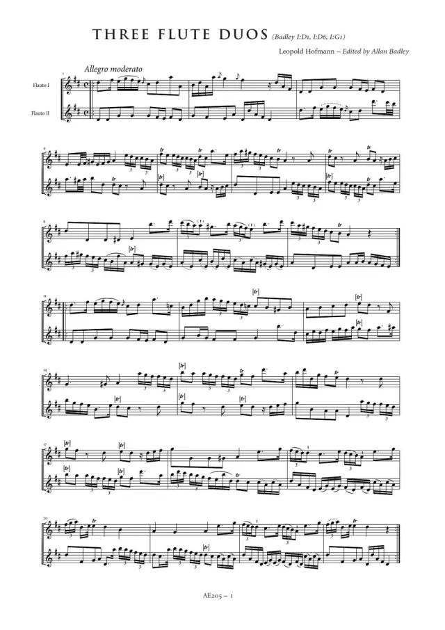 Artaria Hofmann Drei Flötenduos AE205 Noten