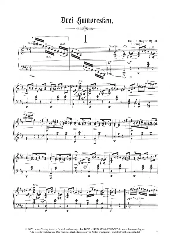 Furore Edition Mayer Humoresken Impromptu Klaviernoten Reprint