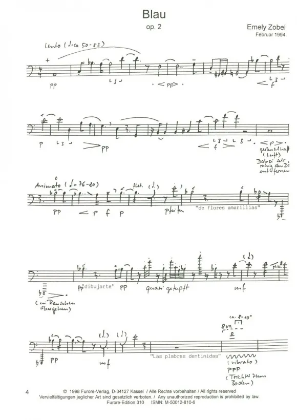 Furore Edition Blau op. 2 Partitur für Posaune