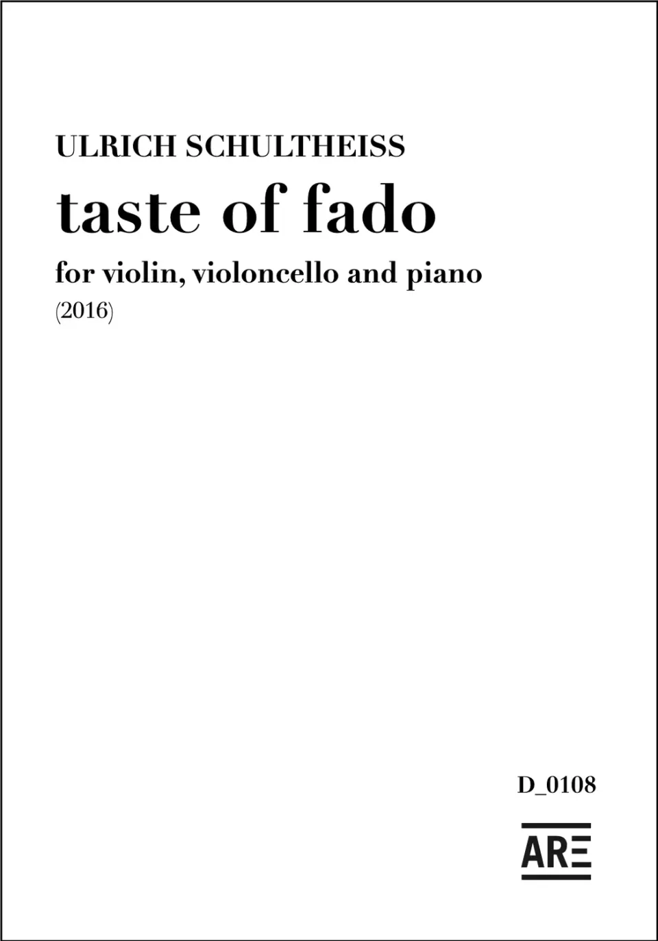 Are Musik Verlag Schultheiss taste of fado Noten Klaviertrio