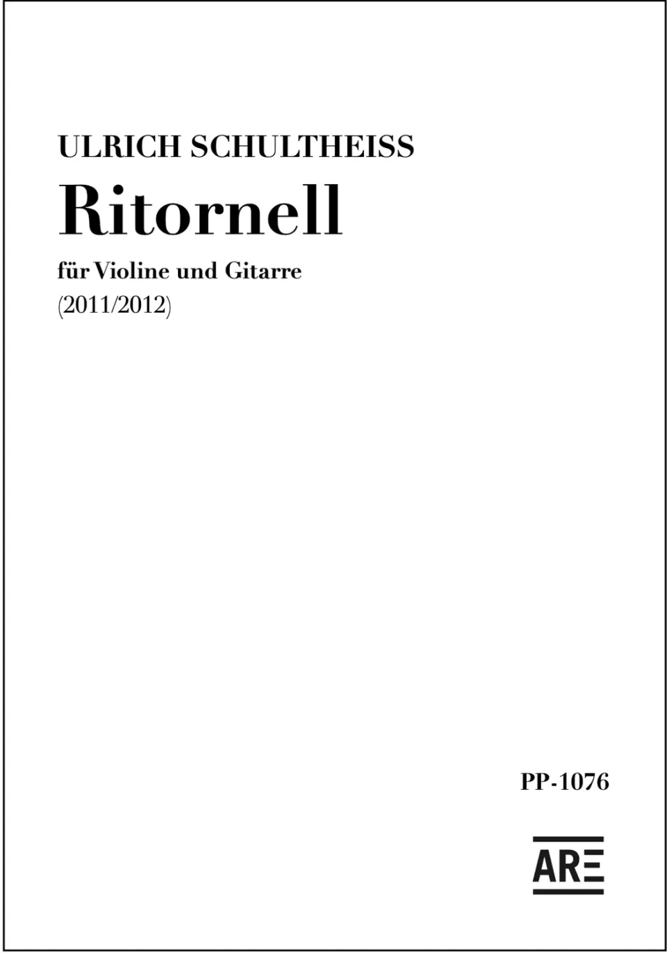 Are Musik Verlag Schultheiss Ritornell Violine Gitarre Noten