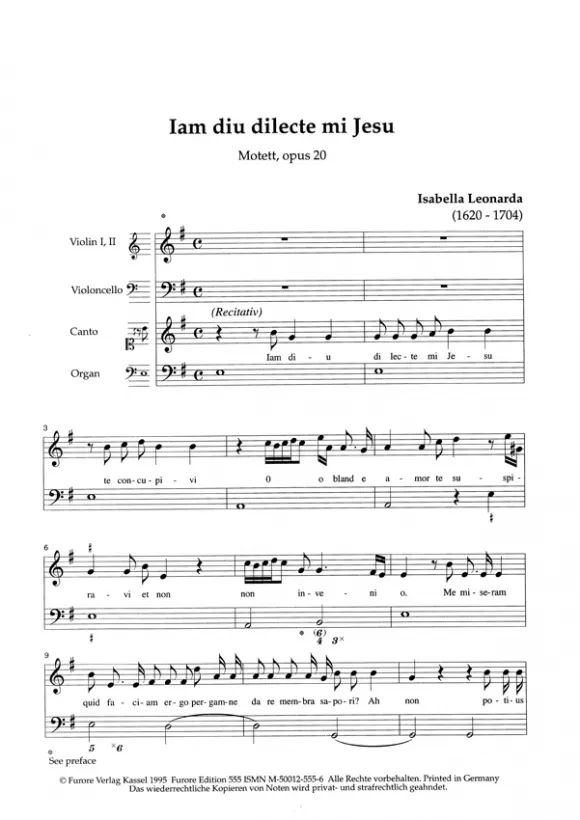 Furore Edition Iam diu dilecte mi Jesu op. 20 Motette Noten