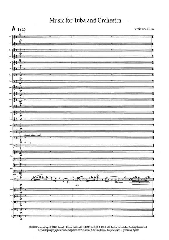 Furore Edition Music for Tuba and Orchestra Partitur Mietmaterial