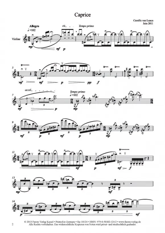 Furore Edition Caprice Noten für Violine solo