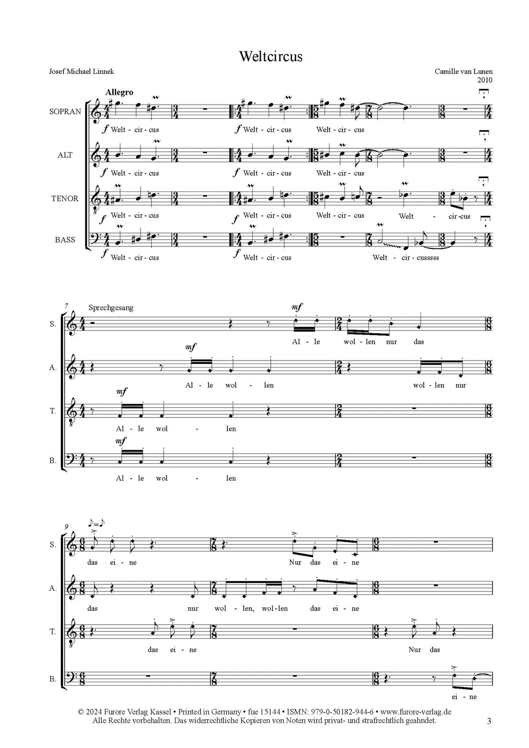 Furore Edition Musesehnsucht Chornoten a cappella