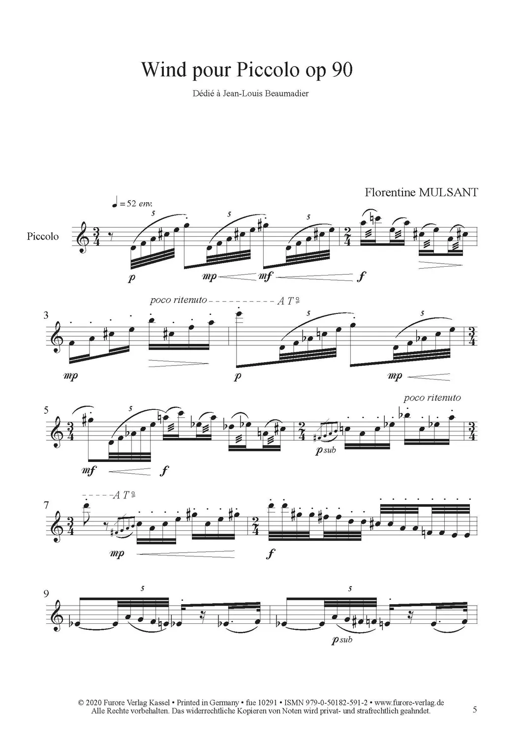 Furore Edition Wind for piccolo Noten für Piccolo solo
