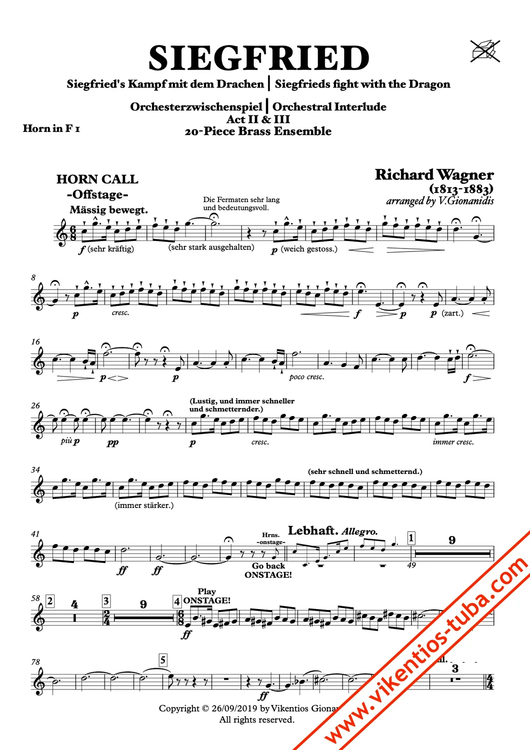 Vikentios Gionanidis BRASS Ring Nibelung Wagner Noten
