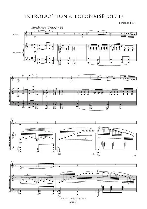 Artaria Ries Introduction Polonaise op. 119 AE481 Noten