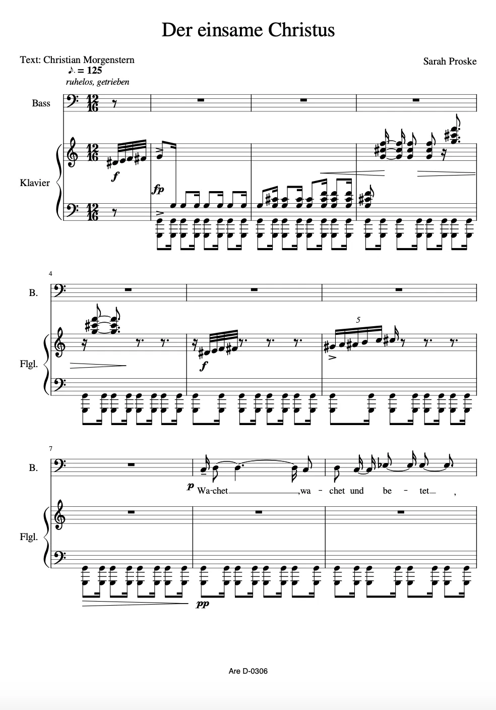 Are Musik Verlag Der einsame Christus Noten Bassstimme Klavier