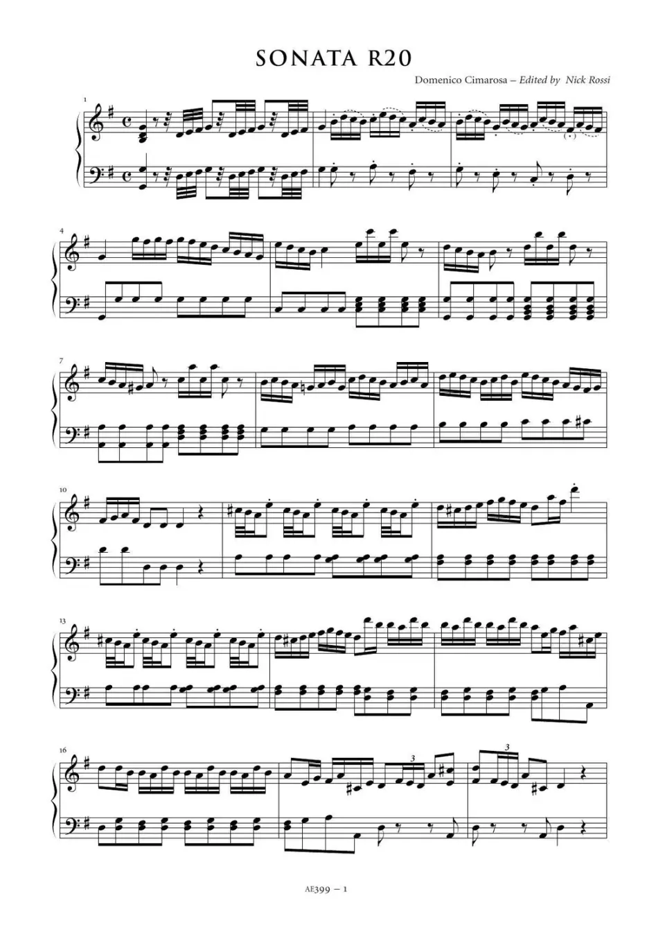 Artaria AE399 Cimarosa 4 Klaviersonaten für Tasteninstrument