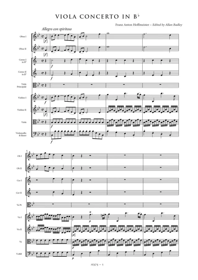 Artaria Hoffmeister Bratschenkonzert AE375 B-Dur