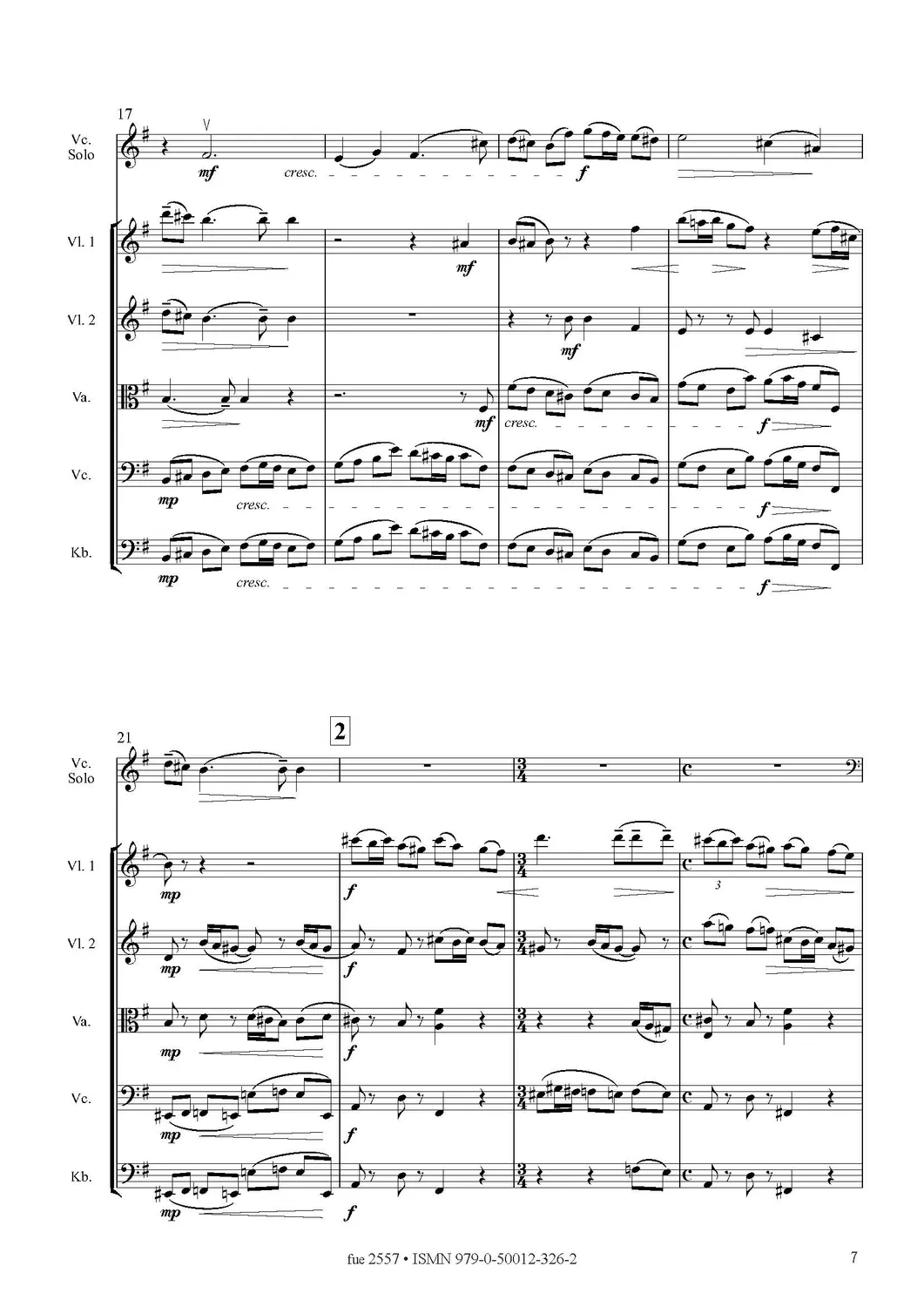 Furore Edition Tre Momenti Violoncello Streichorchester Leihmaterial