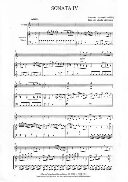 Furore Edition Sonaten op. 2 Vol. II Noten Violine Klavier
