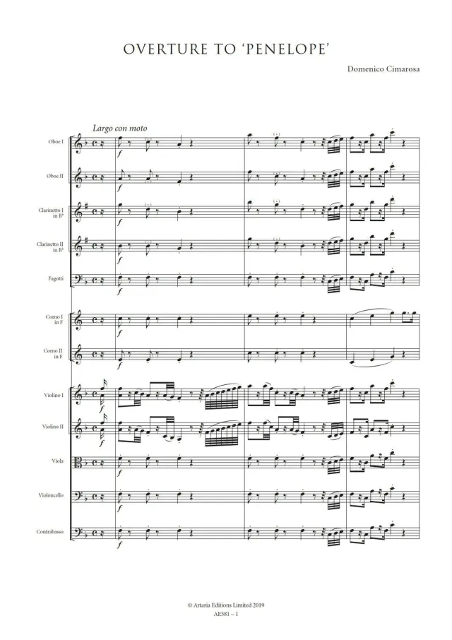 Artaria AE581 Cimarosa Penelope-Ouvertüre Partitur