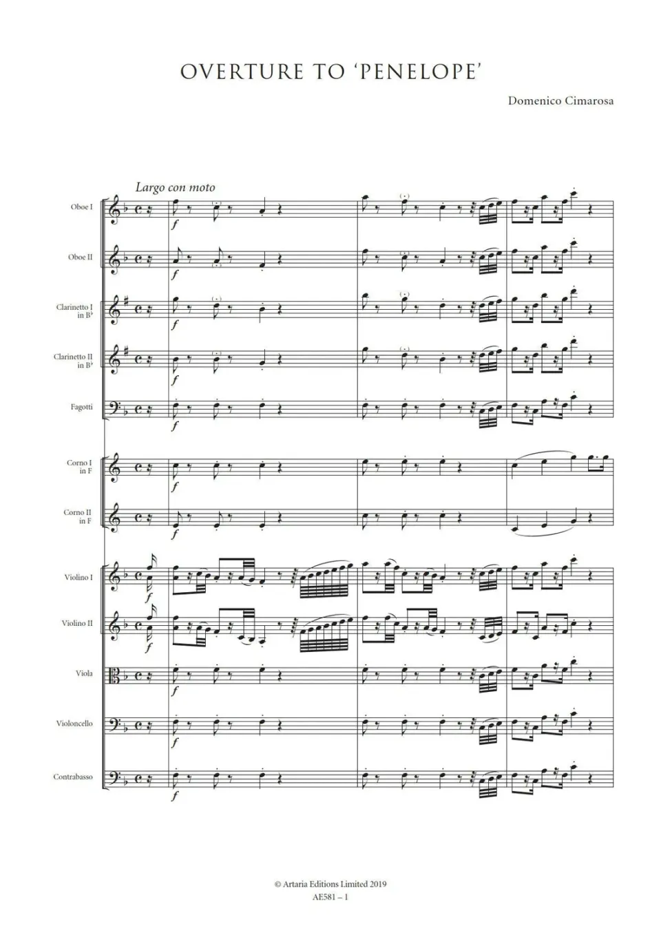 Artaria AE581 Cimarosa Penelope-Ouvertüre Partitur