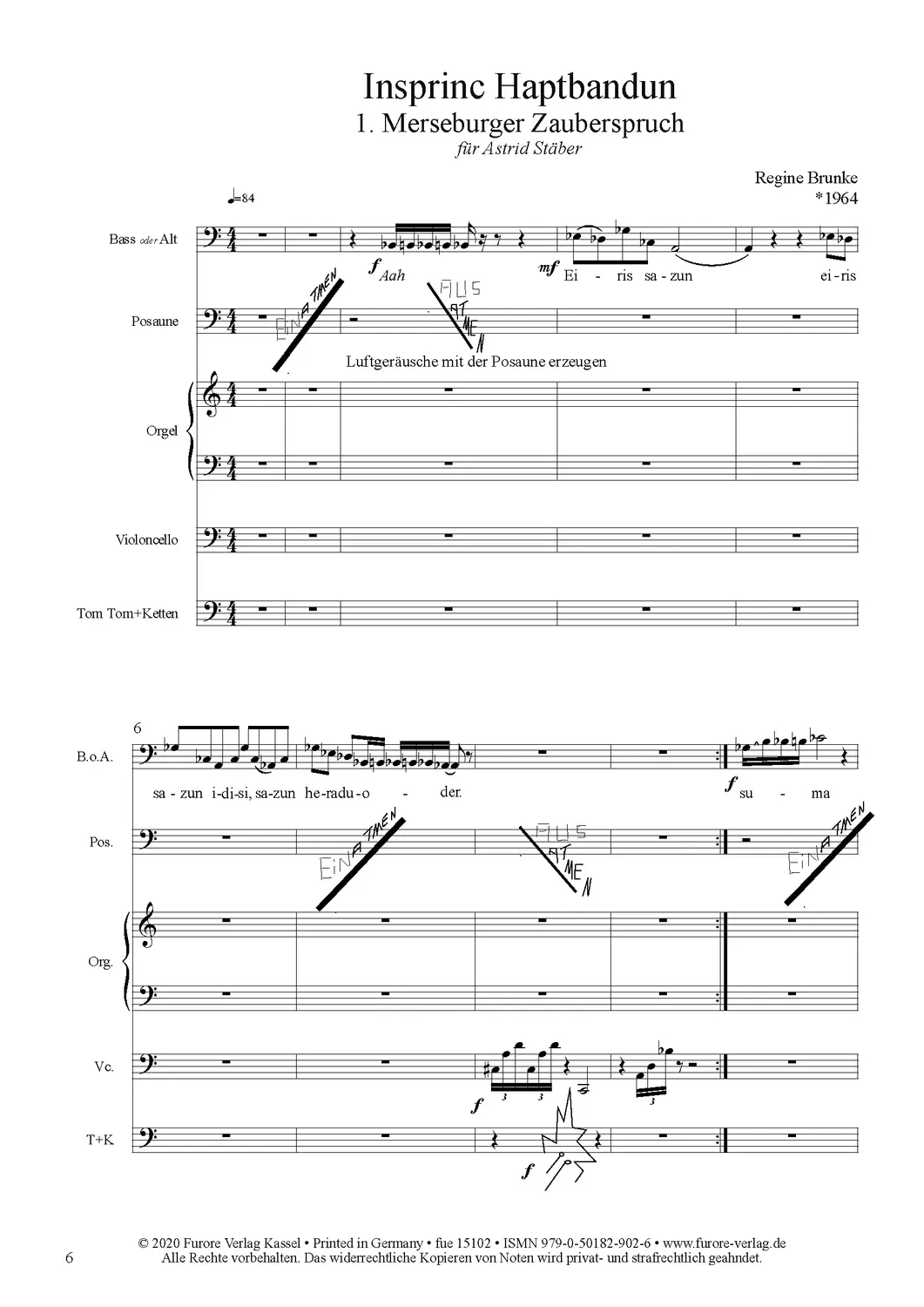 Furore Edition Neue Musik-Literarische Denkmäler Band 2 Partitur und Stimmen