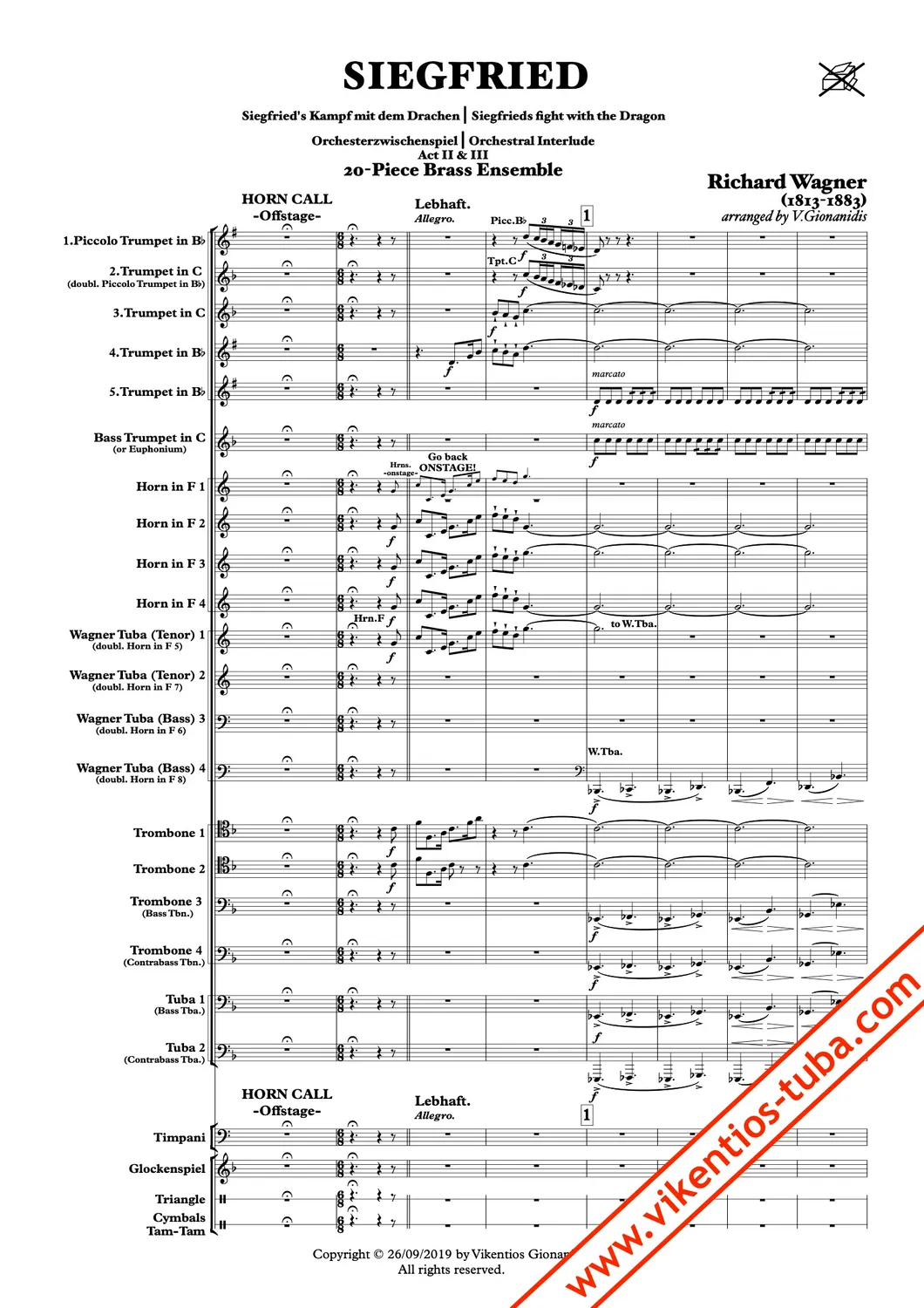 Vikentios Gionanidis BRASS Ring Nibelung Wagner Noten