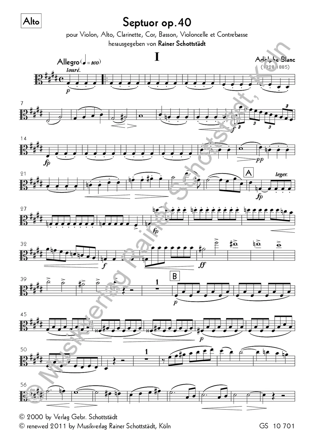 Musikverlag Rainer Schottstädt Septuor E-dur op. 40 Noten für Septett