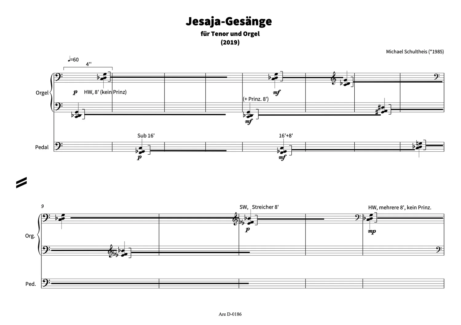 Are Musik Verlag Schultheis Jesaja-Gesänge Noten
