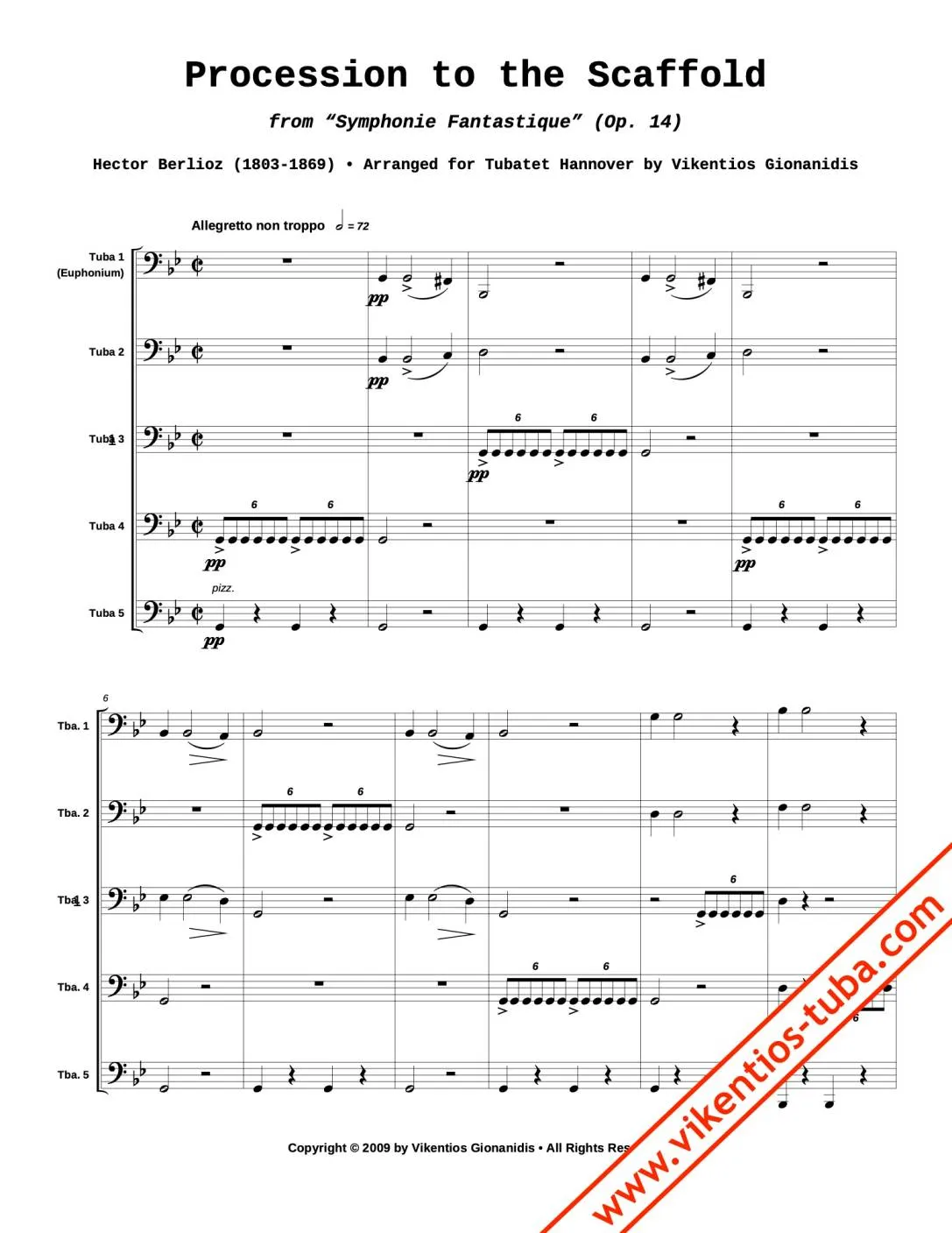Vikentios Gionanidis Berlioz Schafott Noten Tubaquintett