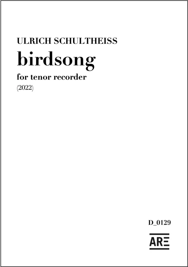 Are Musik Verlag Schultheiss birdsong Noten Tenorblockflöte
