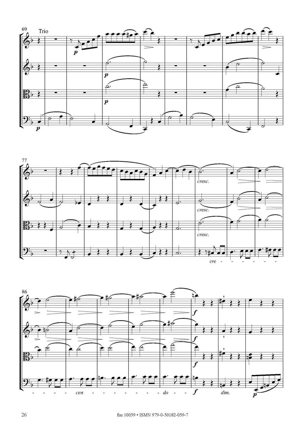 Furore Edition String Quartet F Major Streichquartett