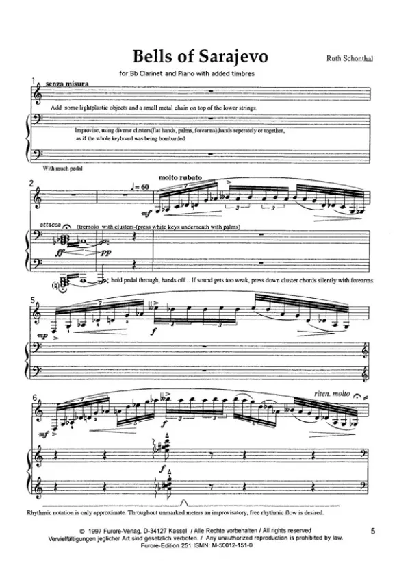Furore Edition Bells of Sarajevo Klarinette Klavier virtuos