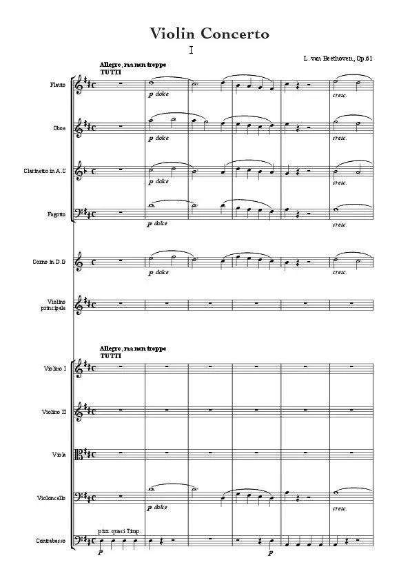 Artaria Beethoven Violin Concerto in D Major, Op. 61