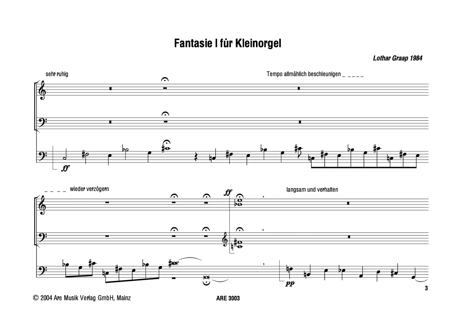 Are Musik Verlag Graap Fantasie I Noten Kleinorgel Pedal