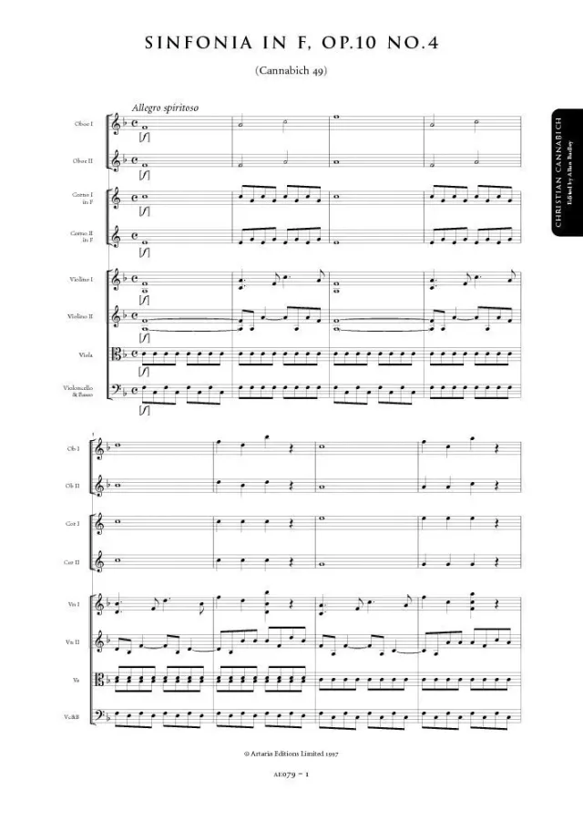 Artaria AE079 Cannabich Sinfonie F-Dur op.10/4 Partitur