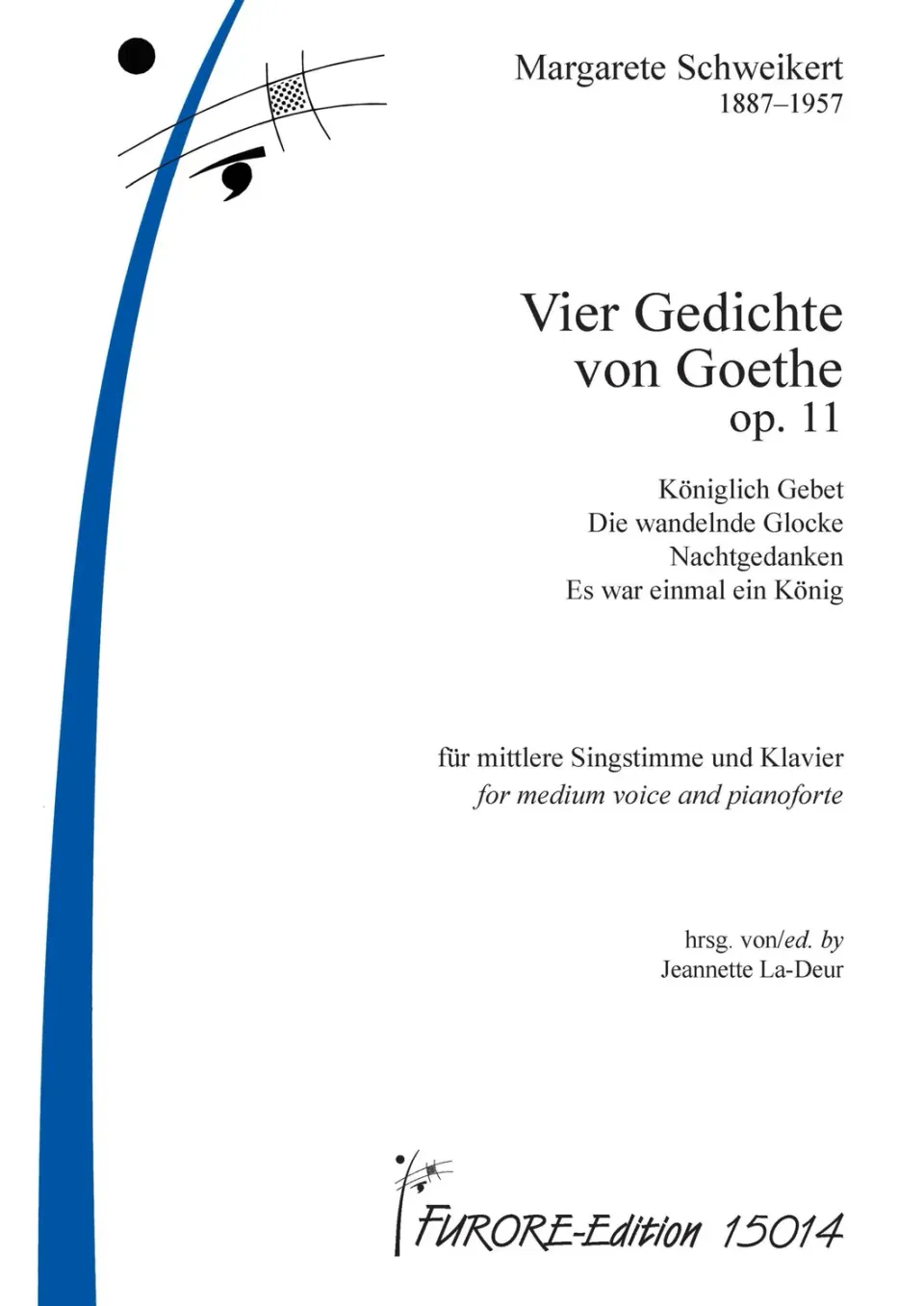 Furore Edition Vier Gedichte von Goethe op. 11 Liederzyklus