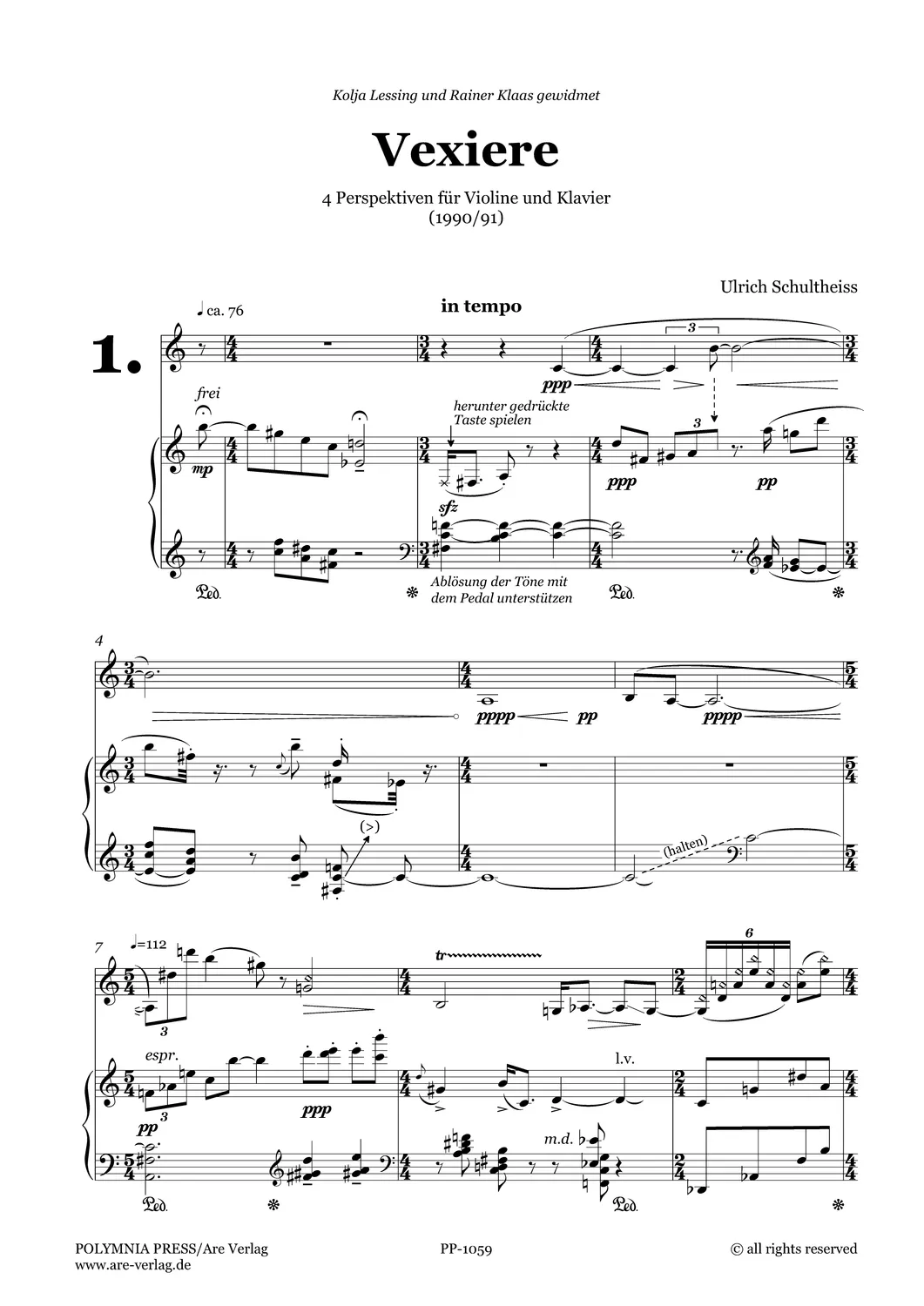 Are Musik Verlag Schultheiss Vexiere Noten