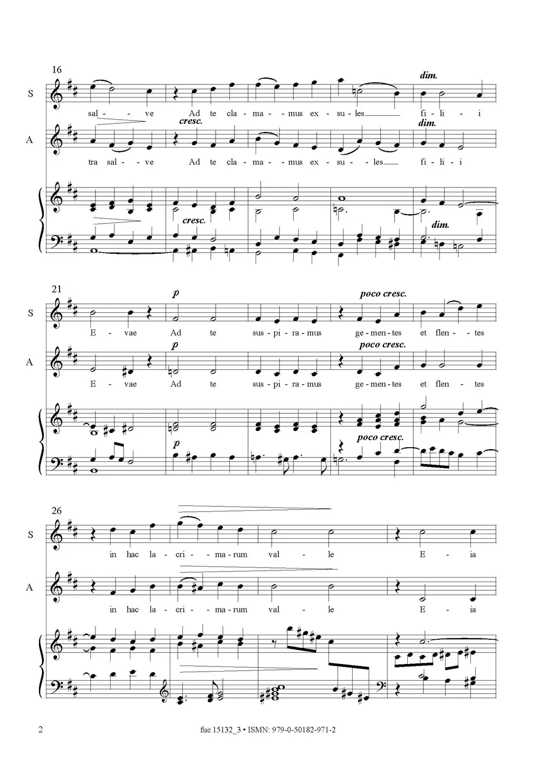 Furore Edition Salve Regina für zweistimmigen Chor Sopran Alt und Orgel