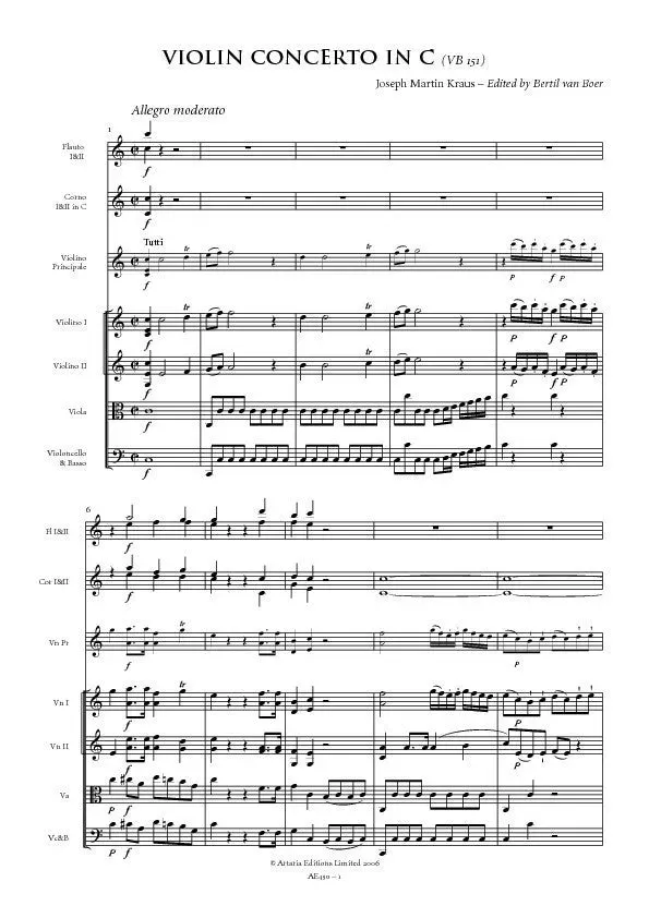 Artaria AE450 Violinkonzert C-Dur VB 151 Noten