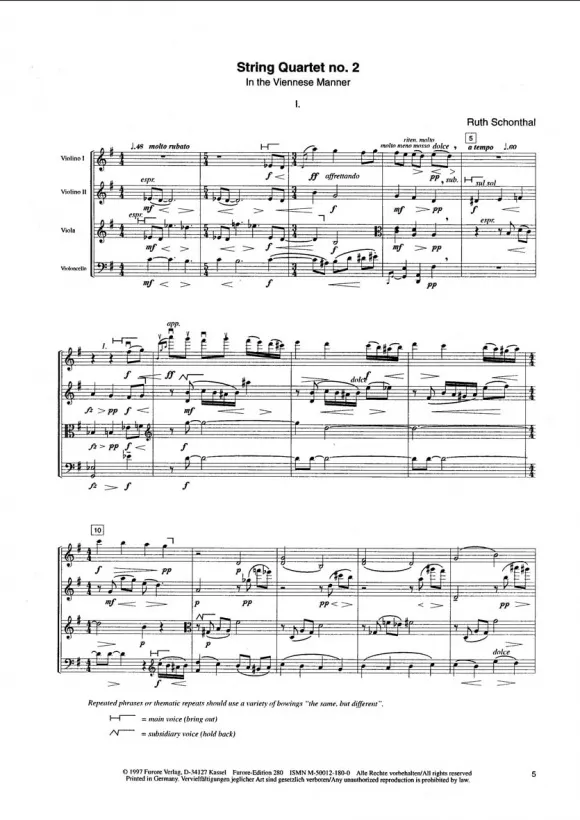 Furore Edition String Quartet No. 2 Streichquartett Noten