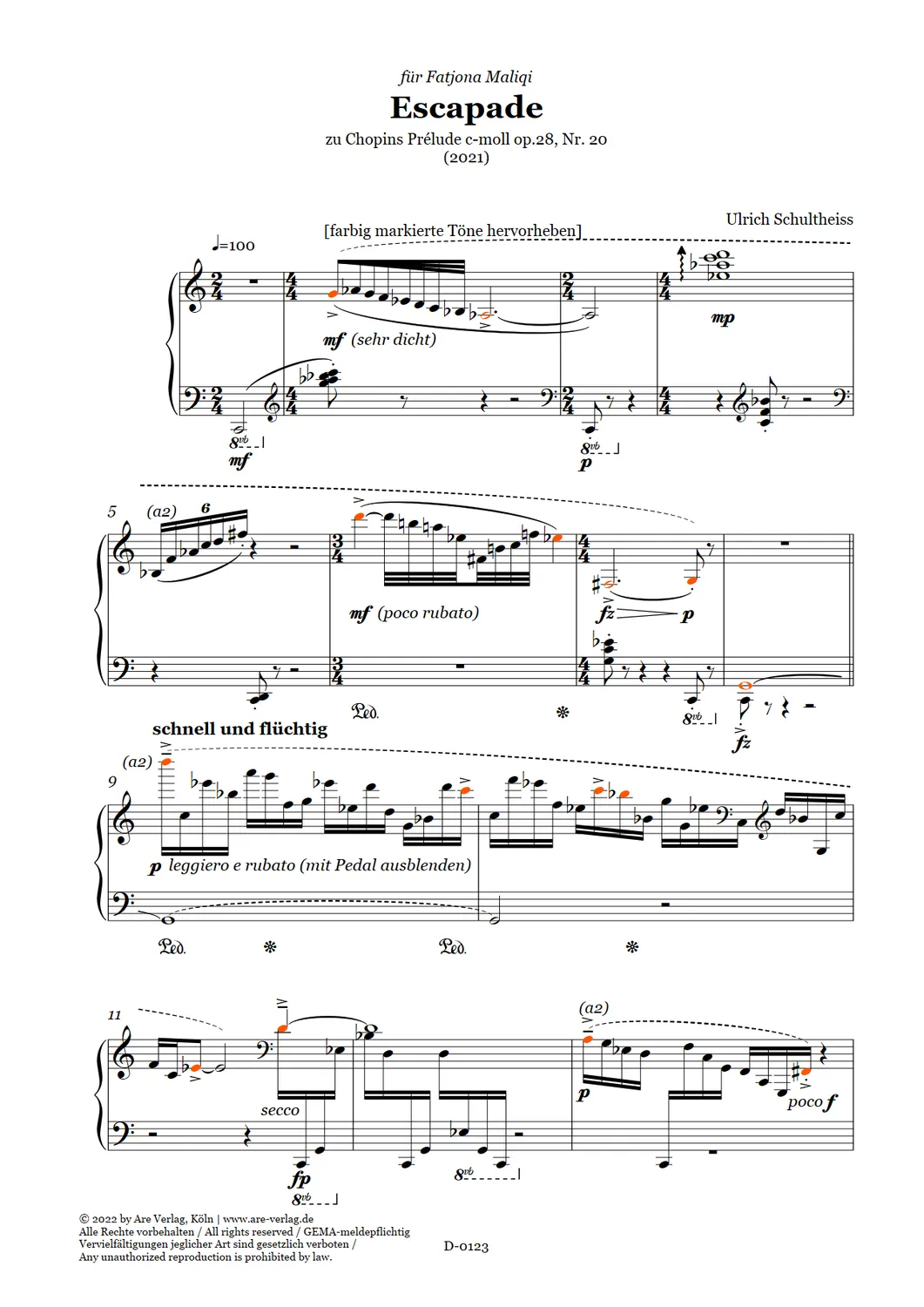 Are Musik Verlag Schultheiss Escapade Noten Klavier 5 Min