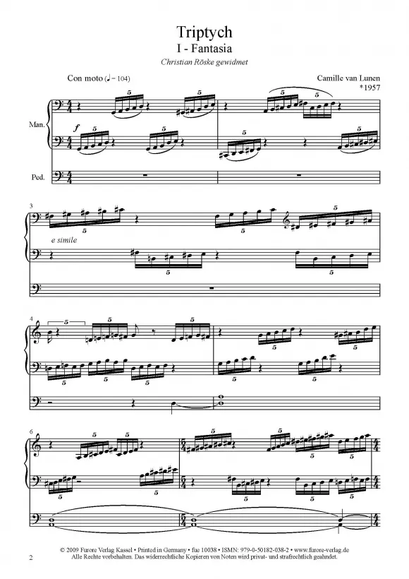 Furore Edition Triptych Orgelnoten Fantasia Meditation Dance