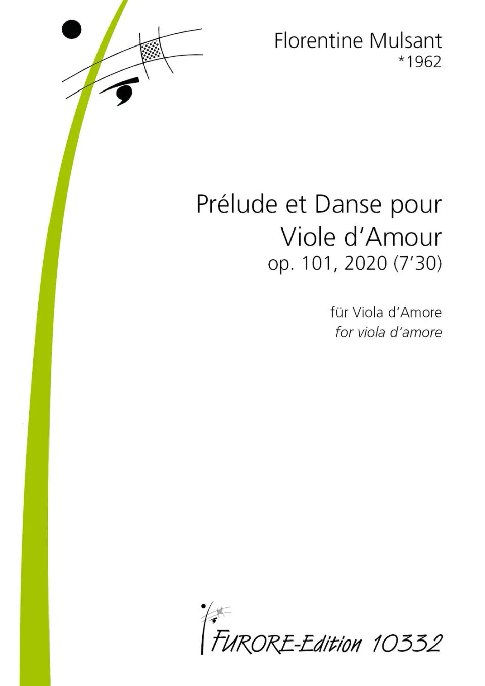 Furore Edition Prélude et Danse pour Viole d’Amour op. 101