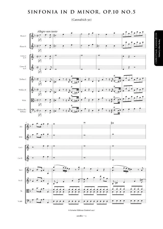 Artaria Cannabich Sinfonie d-Moll Op.10 Nr.5 AE080 Partitur