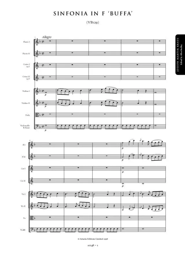Artaria Kraus Sinfonia in F major 'Buffa' (VB129)