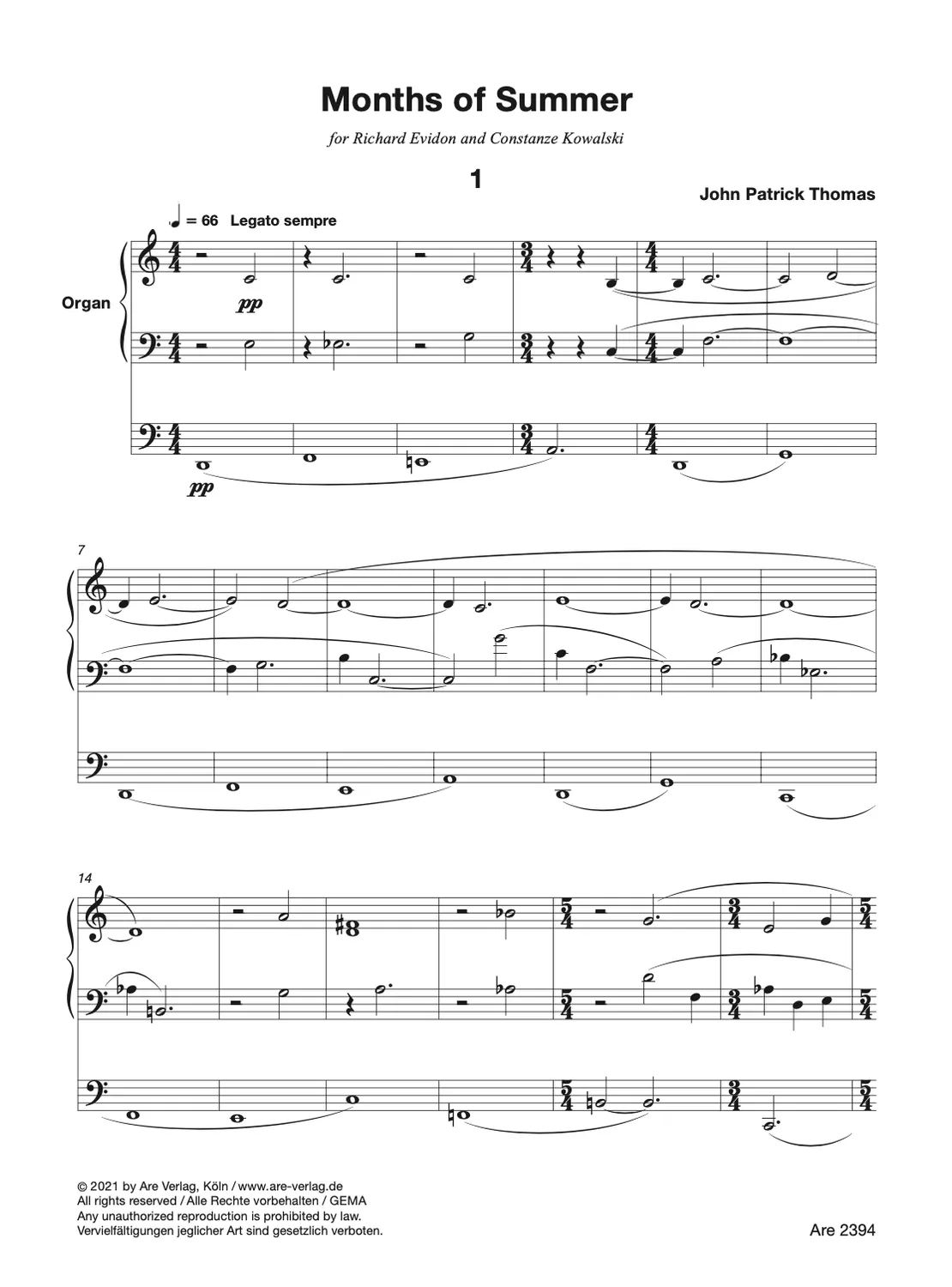 Are Musik Verlag Months of Summer Orgelnoten Sammlung