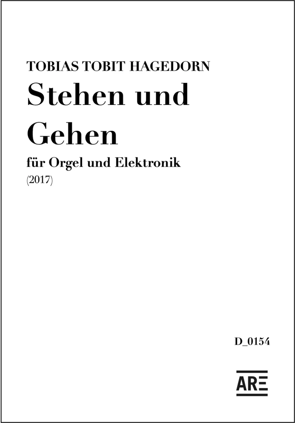 Are Musik Verlag Hagedorn Stehen und Gehen Noten Orgel Elektronik