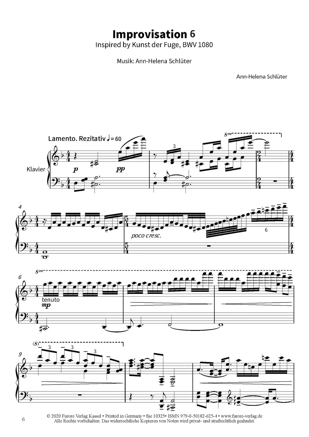 Furore Edition B-A-C-H Improvisations Vol. 2 Klaviernoten 8 Stücke