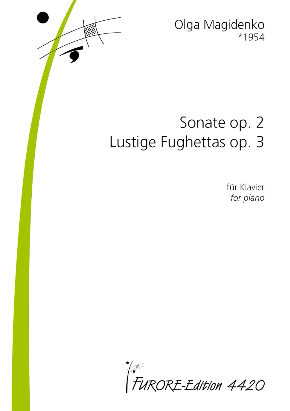 Furore Edition Sonate op.2 Fughettas op.3 Klaviernoten 1967