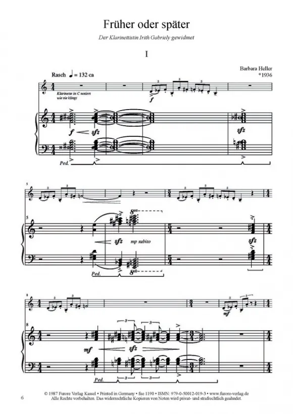 Furore Edition Früher oder später Klarinette Klavier Noten