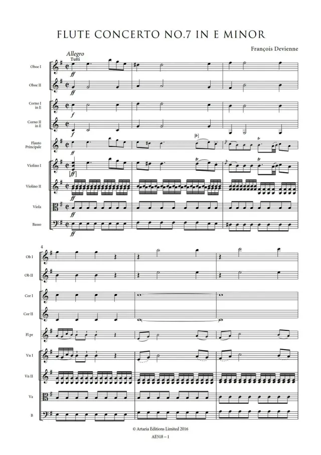 Artaria Devienne Flute Concerto No.7 in E minor