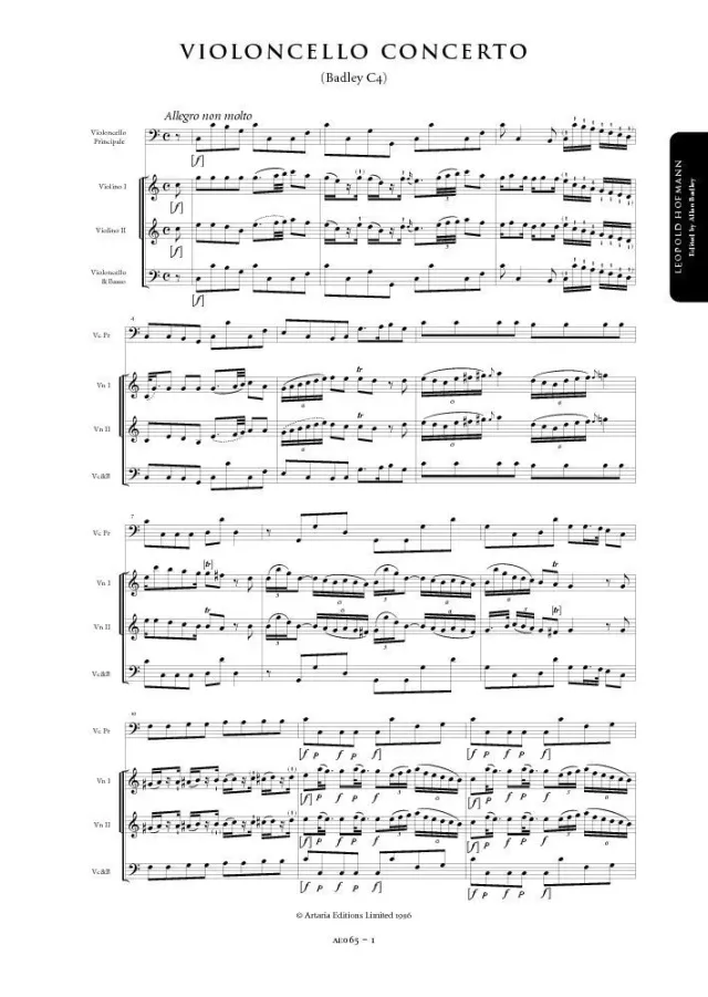 Artaria AE065 Hofmann Cellokonzert C-Dur Badley C4 Partitur