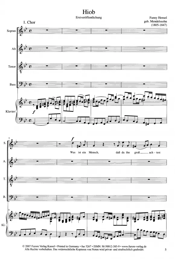 Furore Edition Hiob Cantata Aufführungsmaterial zur Miete